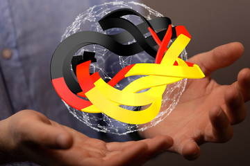map of Germany. Wire frame 3D mesh polygonal network line, design.