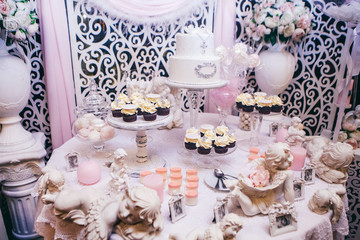 Large sweet table for baptism of a child