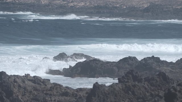 Slow motion of waves breaking, Fuerteventura.