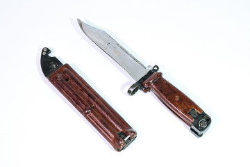 Old Russian bayonet knife on a white background. Isolate