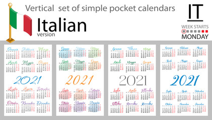 Italian vertical pocket calendar for 2021