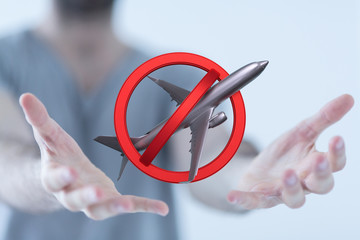 No flying symbol on white background with prohibit sign vector on isolated white background.