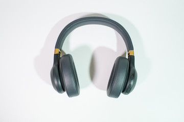 Fototapeta na wymiar Gray stereo headphones on a white background. Isolate
