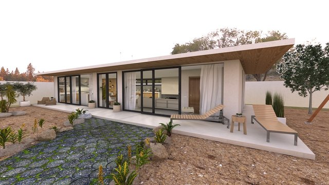 PROYECTO CASA DE CAMPO , CASA RUSTICA . RENDER 3D 