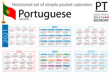 Portuguese horizontal pocket calendar for 2021