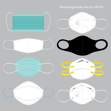 Different Kind Of Protective Mask , COVID-19, Coronavirus 2019-nCoV, Lassa Fever, PM 2.5, In Vector EPS10 Design For Medical And All Graphic Type