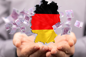 Abstract of germany map network, internet and global connection concept, Wire Frame 3D