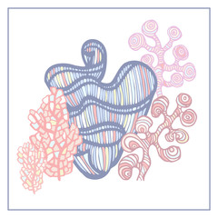 Coral and Algae vector graphic sketch handdraw 