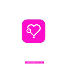 Magnifying glass with Heart. Outline icon with editable stroke Linear symbol of the love with shadow