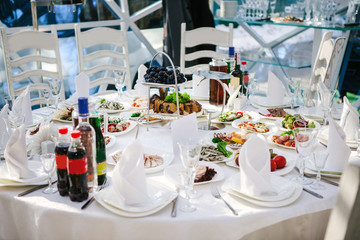 beautiful canned round table with food