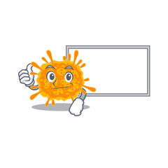 Humorous nobecovirus cartoon design Thumbs up bring a white board