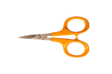 A little yellow scissor isolated on a white background