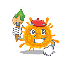 A creative nobecovirus artist mascot design style paint with a brush