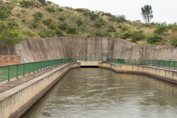 Fototapeta premium Katse dam tunnel at the Ash River outfall near Clarens