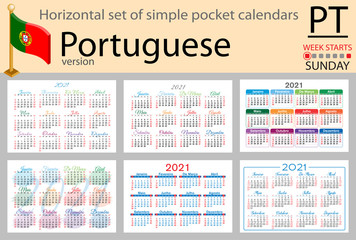Portuguese horizontal pocket calendar for 2021
