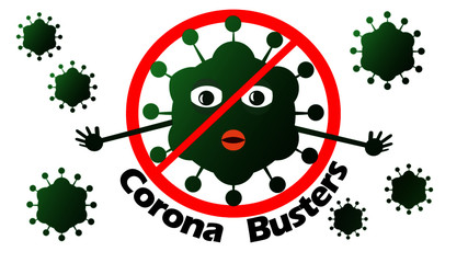 busted coronavirus / COVID-19 virus. Inspired by Ghostbusters Logo