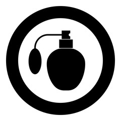 Retro deodorant Perfume bottle with atomizer or spray pump icon in circle round black color vector illustration flat style image