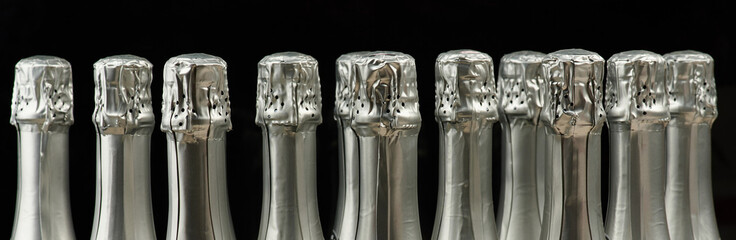 Fototapeta na wymiar Silver champagne bottles