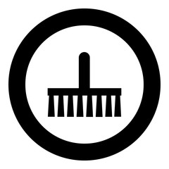 Broom Brush symbol icon in circle round black color vector illustration flat style image