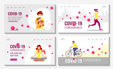 Set of banner design templates for Coronavirus, Epidemic, Medicine, Health care, Quarantine, Immunity. Vector illustrations for posters, banners, flyers, websites.