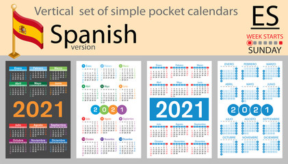 Spanish vertical pocket calendar for 2021