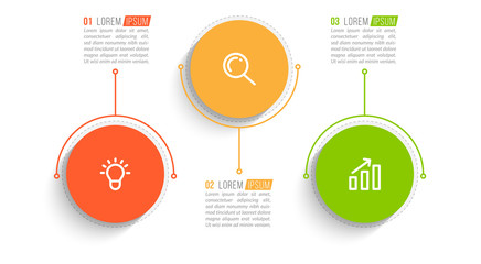 Minimal Business Infographics template. Timeline with 3 steps, options and marketing icons .Vector linear infographic with three conected elements. Can be use for presentation.