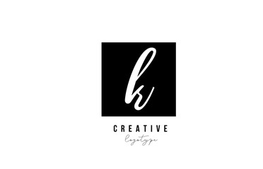 K simple black and white square alphabet letter logo icon design for company and business