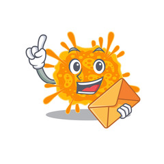 Happy nobecovirus mascot design concept with brown envelope