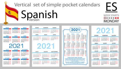 SpaIn vertical pocket calendar for 2021
