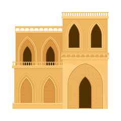 Arabic Architecture and Building with Geometric Ornament Vector Illustration