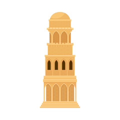 Arabic Building with Rounded Roof and Pointed Arches with Geometric Ornament Vector Illustration