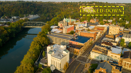 Aerial View Isolated on the State Capital City Downtown Frankfort Kentucky