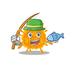 Cartoon design concept of nobecovirus while fishing