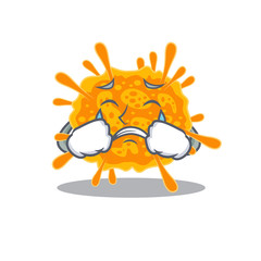 Cartoon character design of nobecovirus with a crying face