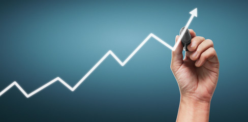 Hand drawing  chart, graph stock of growth