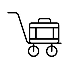 Luggage trolley line and solid icon