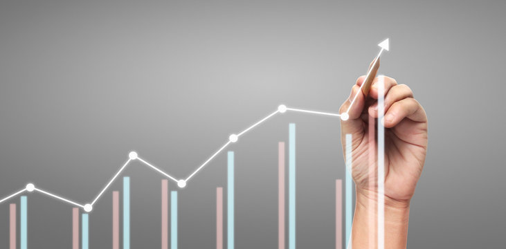 Hand drawing  chart, graph stock of growth