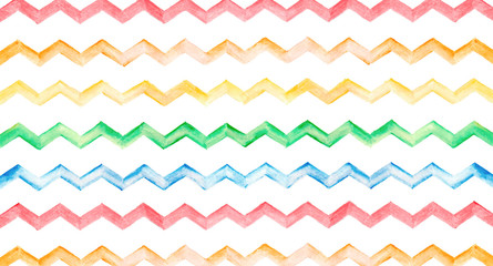 multi-colored watercolor curved stripes, zigzag, marine theme, watercolor background