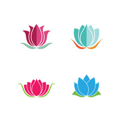 Set of Beauty Vector lotus flowers design logo
