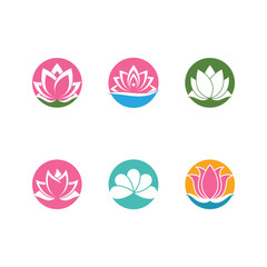 Set of Beauty Vector lotus flowers design logo