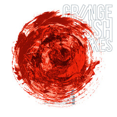 Red brush stroke and texture. Grunge vector abstract hand - painted element. Underline and border design.