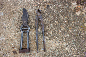 Working tool on a concrete background