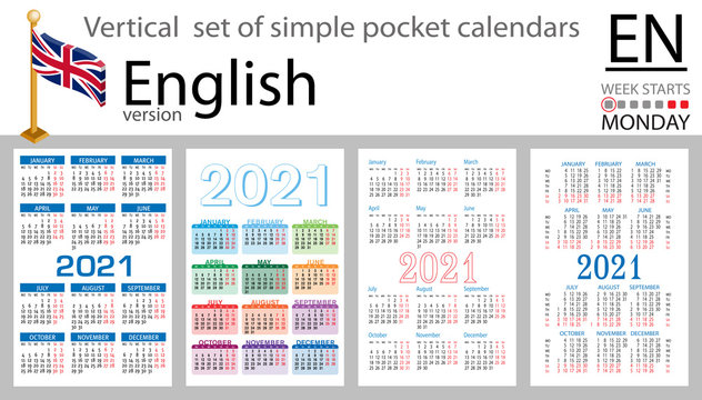 English Vertical Pocket Calendar For 2021