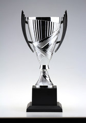 Silver trophy isolated on white background 