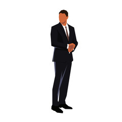 Fototapeta premium Businessman standing, isolated geometric vector illustration. Flat design. 