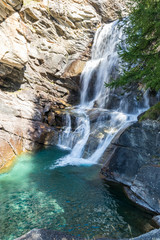 Lillaz Waterfalls in Gran Paradiso National Park. Cogne, Aosta Valley, Italy