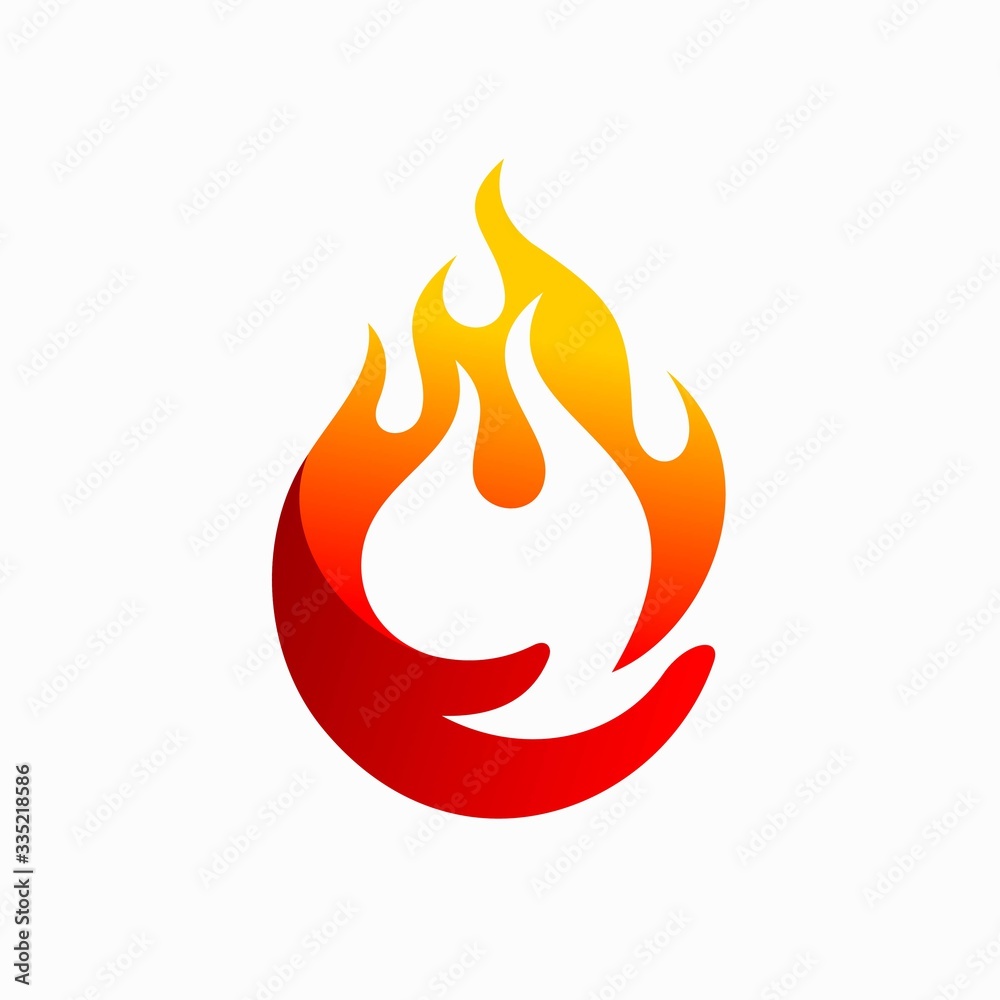 Poster fire icon vector illustration and hand logo design