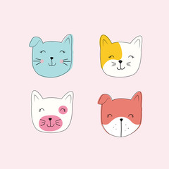 dog animal color pink text line young tee illustration art vector