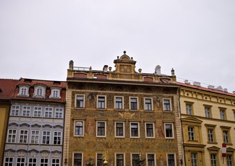 Fototapeta na wymiar Bohemian architecture and colored buildings (Prague, Czech Republic, Europe)