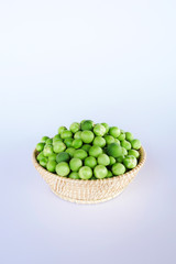 Top view turkey berry or Pea eggplant in the basket isolated on white background.